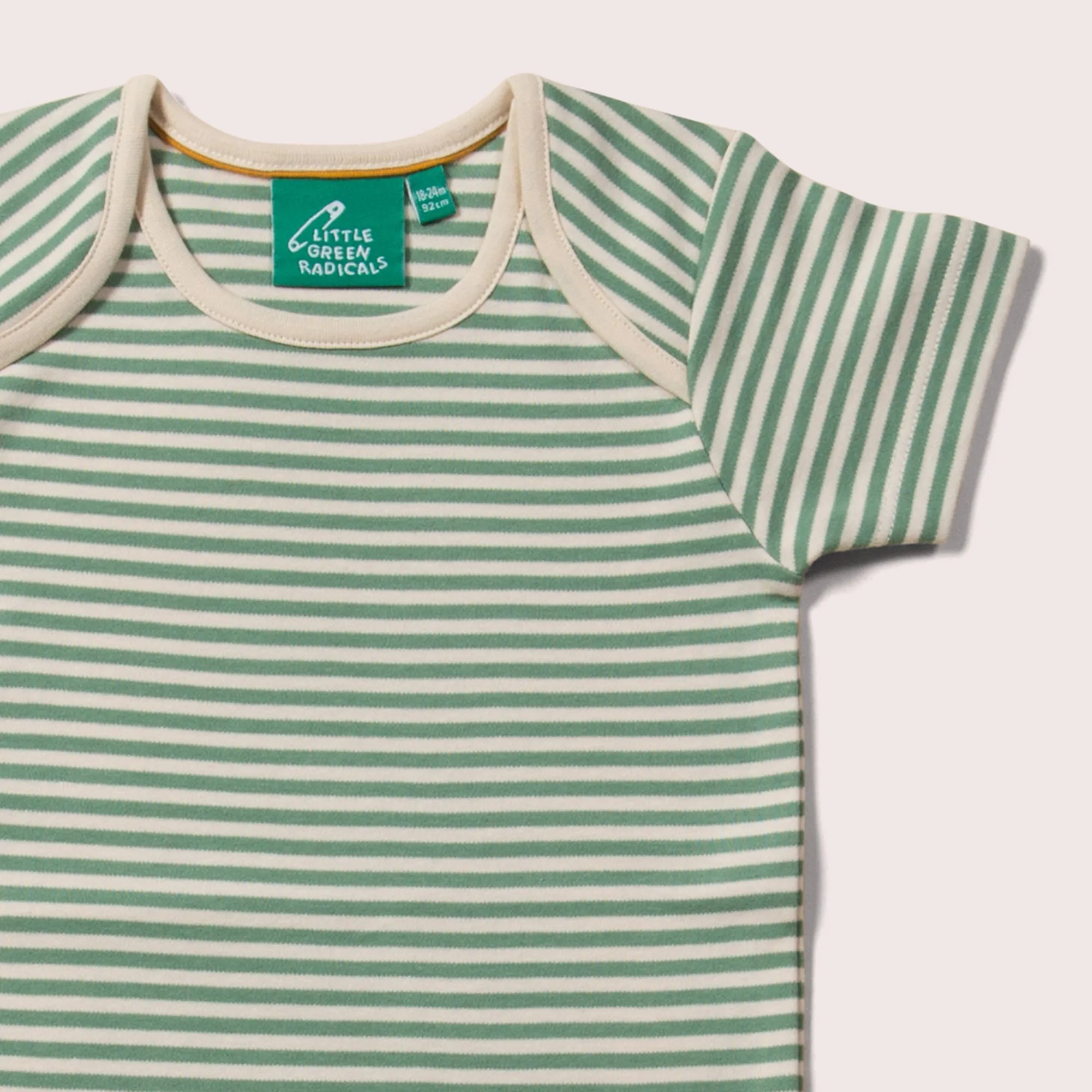 Gold & Green Striped Organic Baby Bodysuit Set - 2 Pack