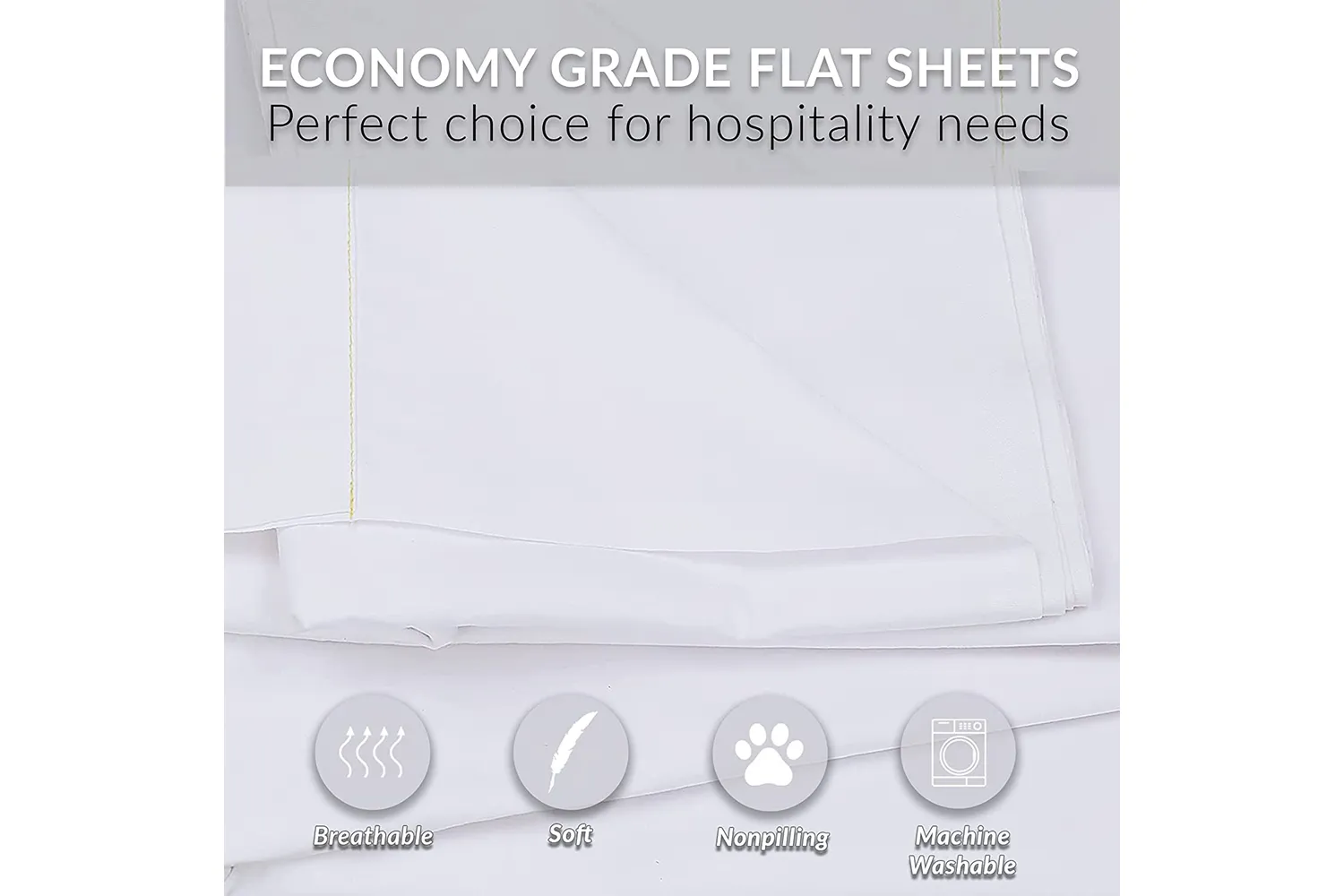 GOLD TEXTILES 24 Pack Flat Sheet Bright White T-200 Percale Hotel Linen, Soft and Comfortable