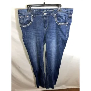 Grace In L.A. Women’s Straight Jeans  Size 17 Blue Embroideried Western Cowgirl