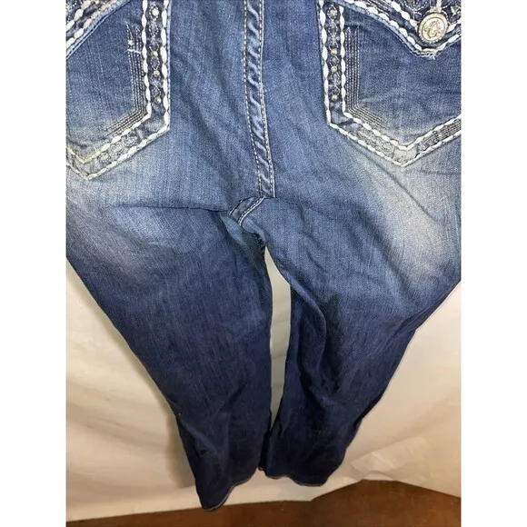 Grace In L.A. Women’s Straight Jeans  Size 17 Blue Embroideried Western Cowgirl
