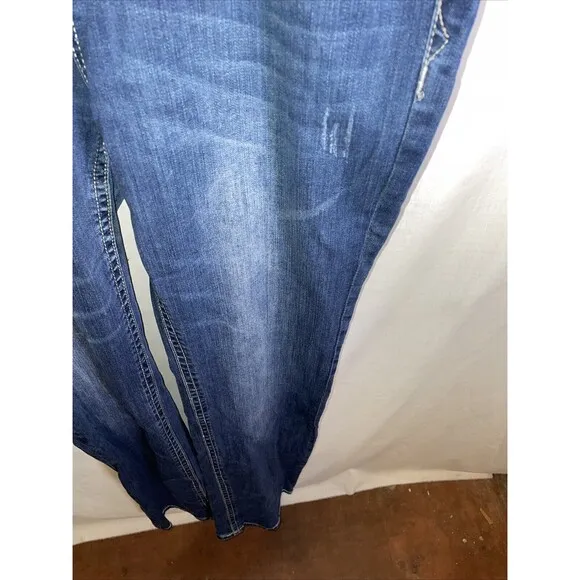 Grace In L.A. Women’s Straight Jeans  Size 17 Blue Embroideried Western Cowgirl
