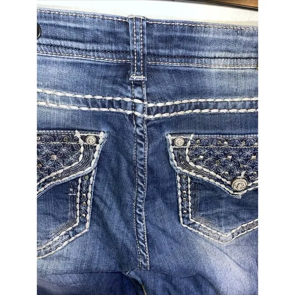 Grace In L.A. Women’s Straight Jeans  Size 17 Blue Embroideried Western Cowgirl