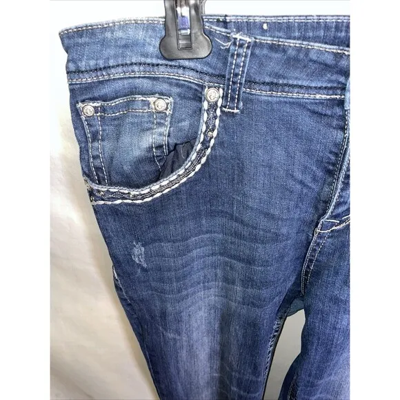 Grace In L.A. Women’s Straight Jeans  Size 17 Blue Embroideried Western Cowgirl
