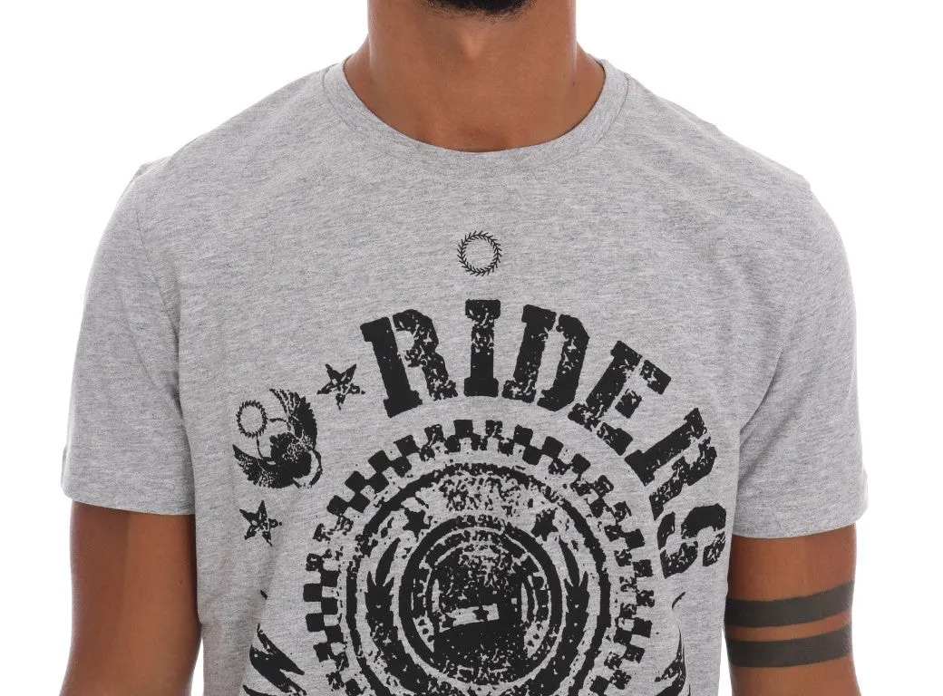 Gray Cotton RIDERS Crewneck T-Shirt