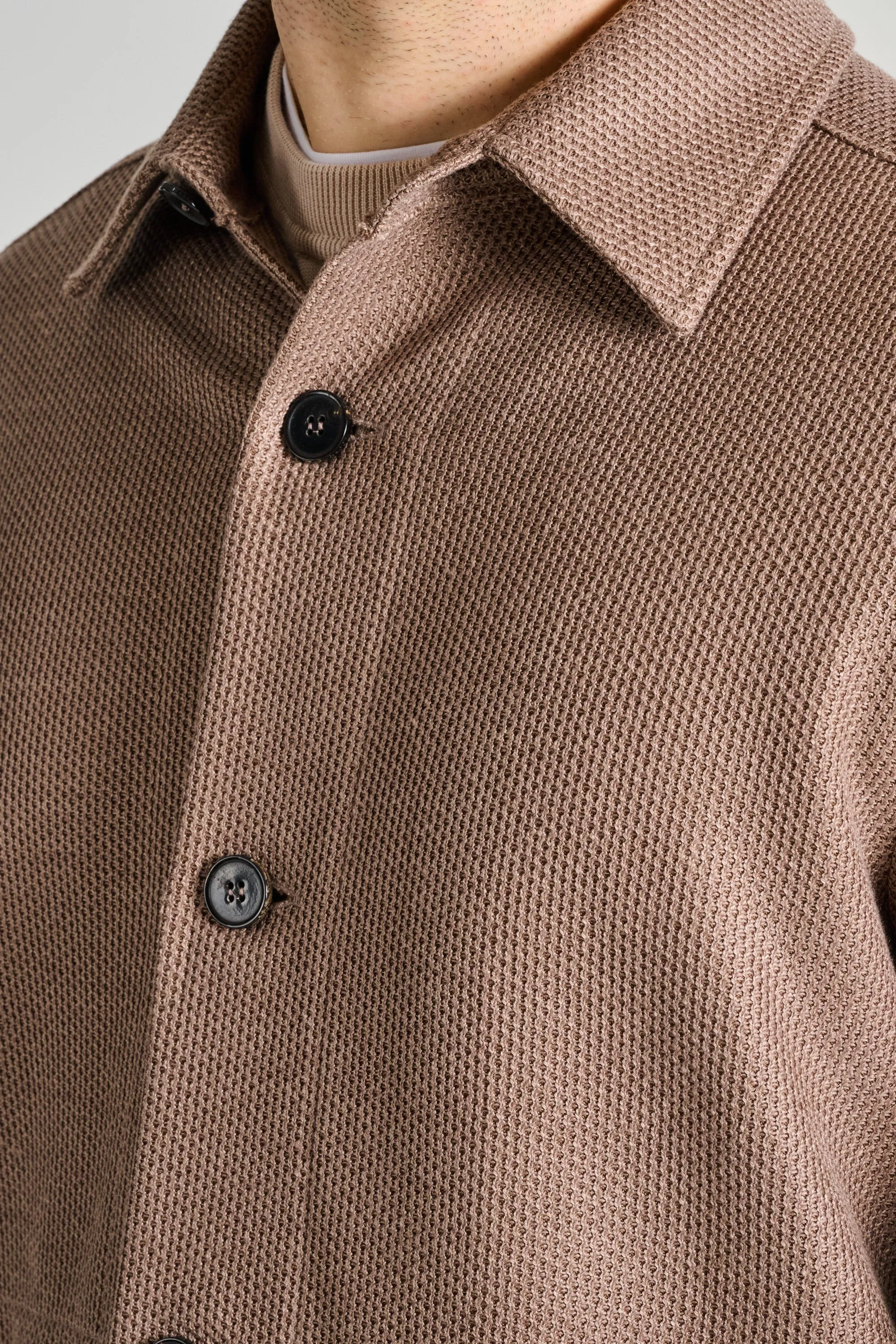 Harris Wharf London Shirt Jacket Linen Honeycomb Marrone Uomo