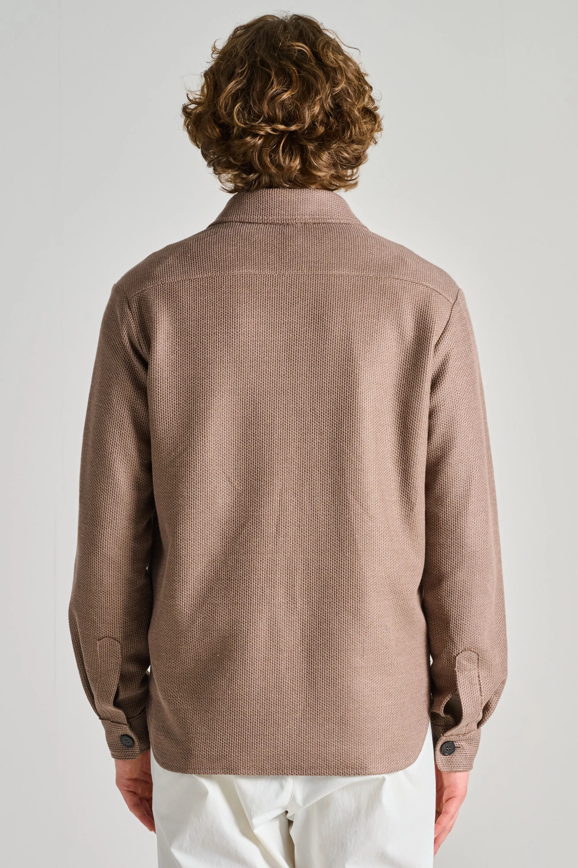 Harris Wharf London Shirt Jacket Linen Honeycomb Marrone Uomo