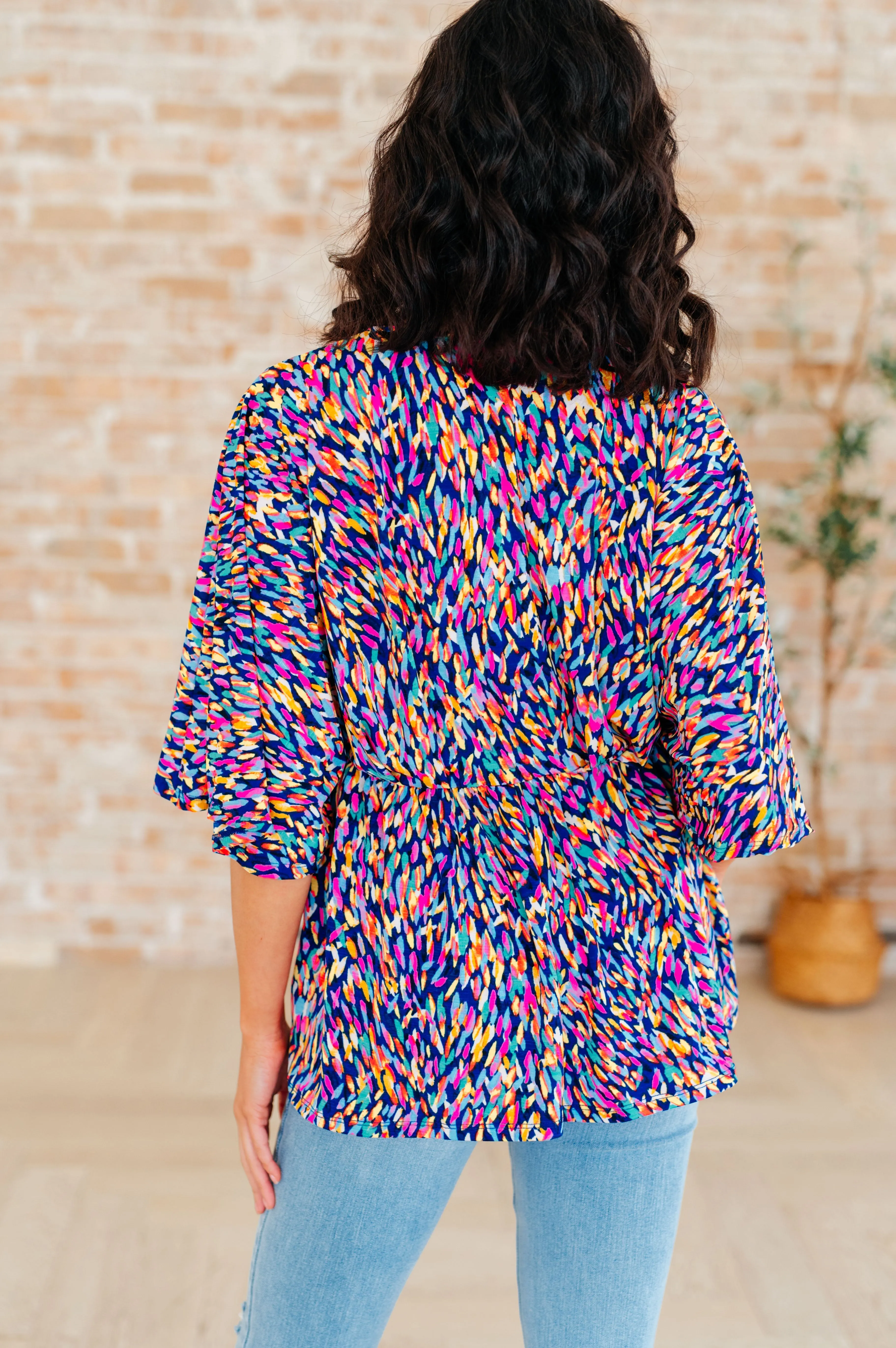 Hazel Blues® |  Dreamer Peplum Top in Painted Royal Multi