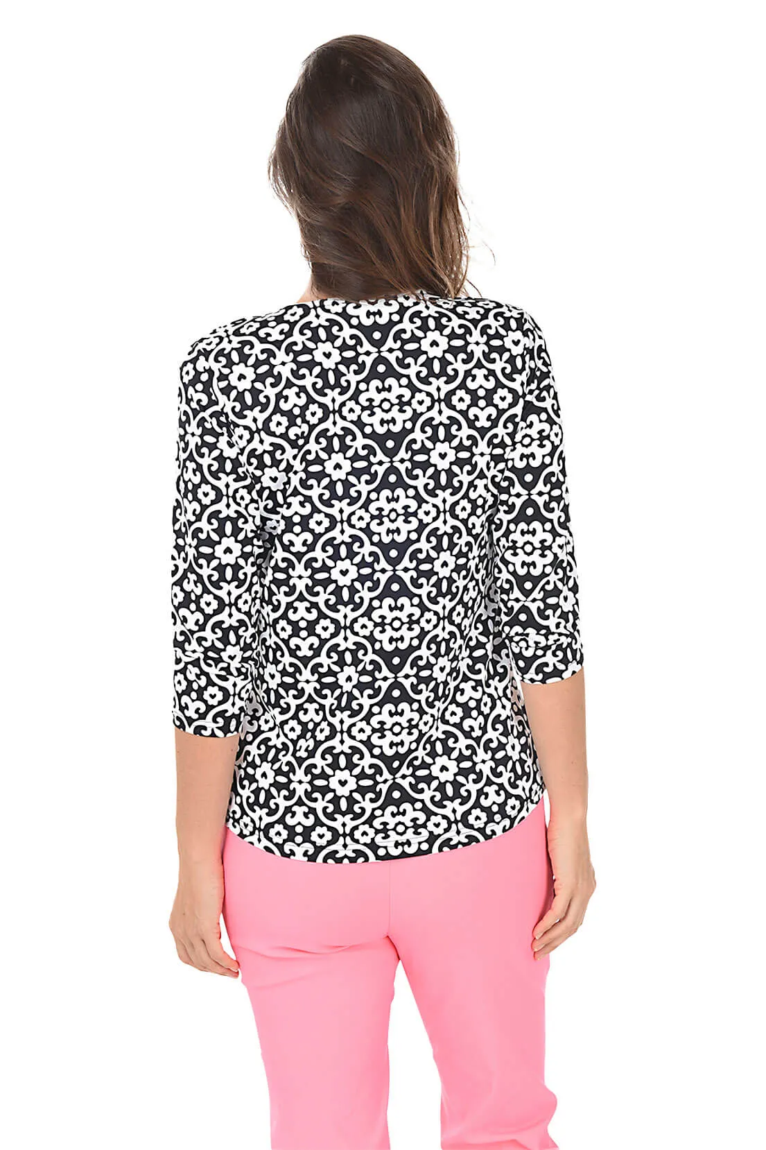 Heart Damask Classic UPF50  V-Neck Top
