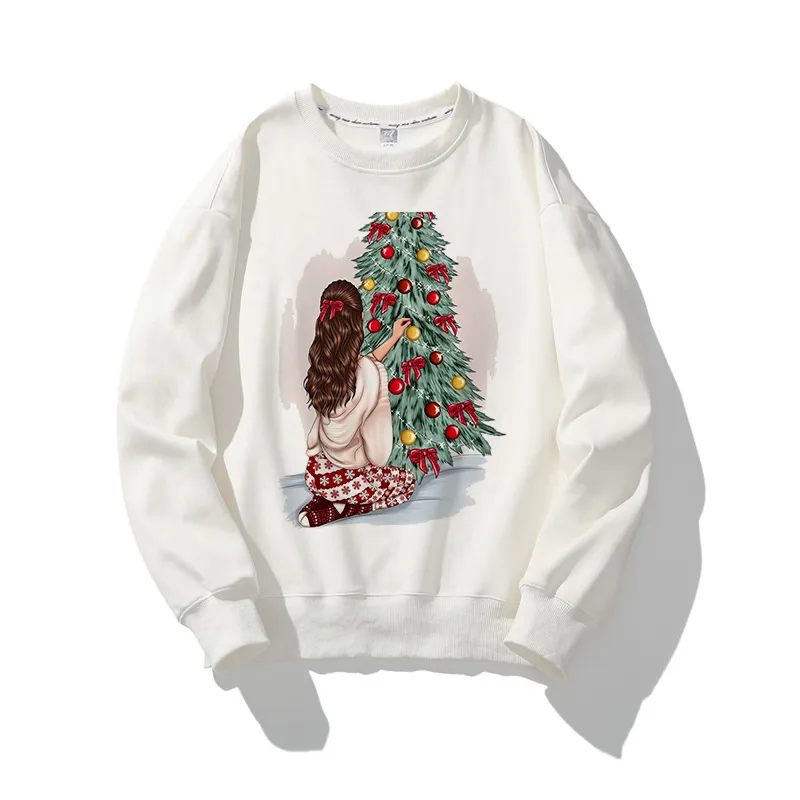 Hello Christmas O-Neck White Sweater P