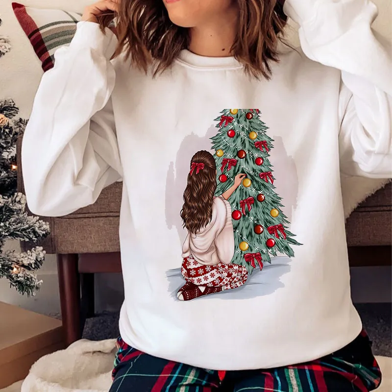 Hello Christmas O-Neck White Sweater P