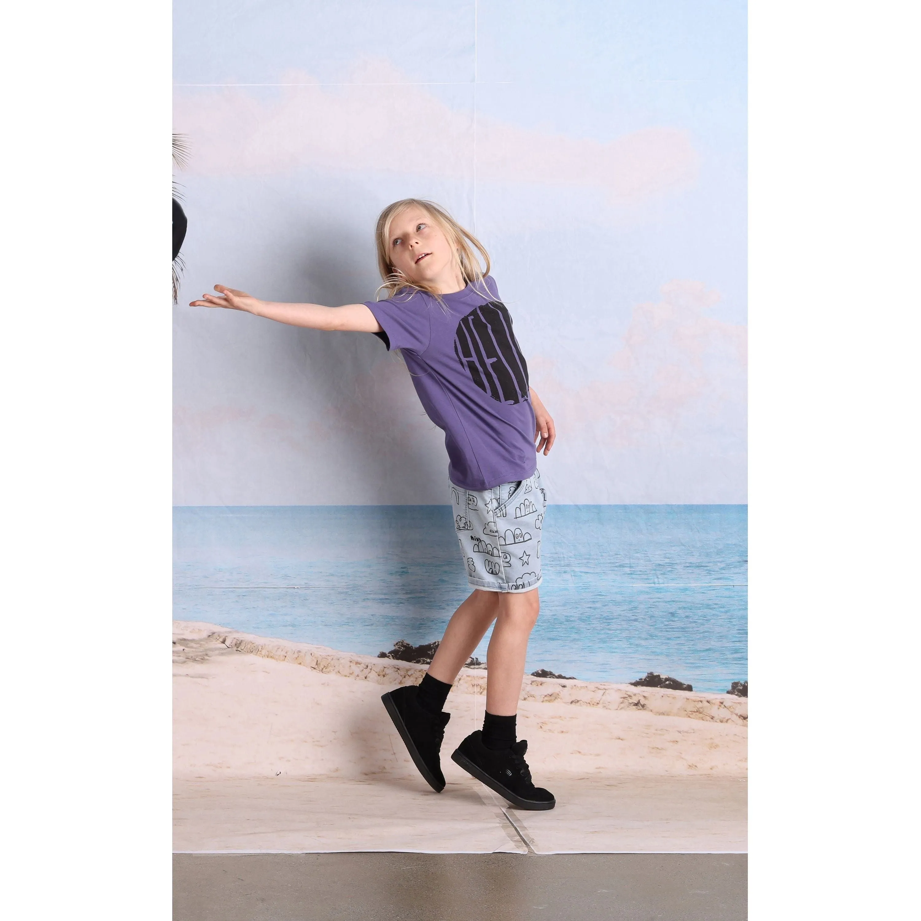 Hello Stamp Tee- Purple