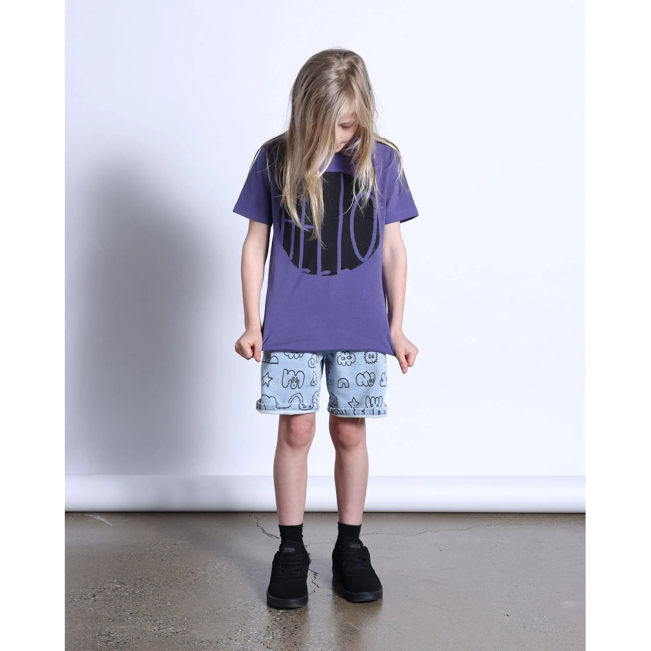 Hello Stamp Tee- Purple