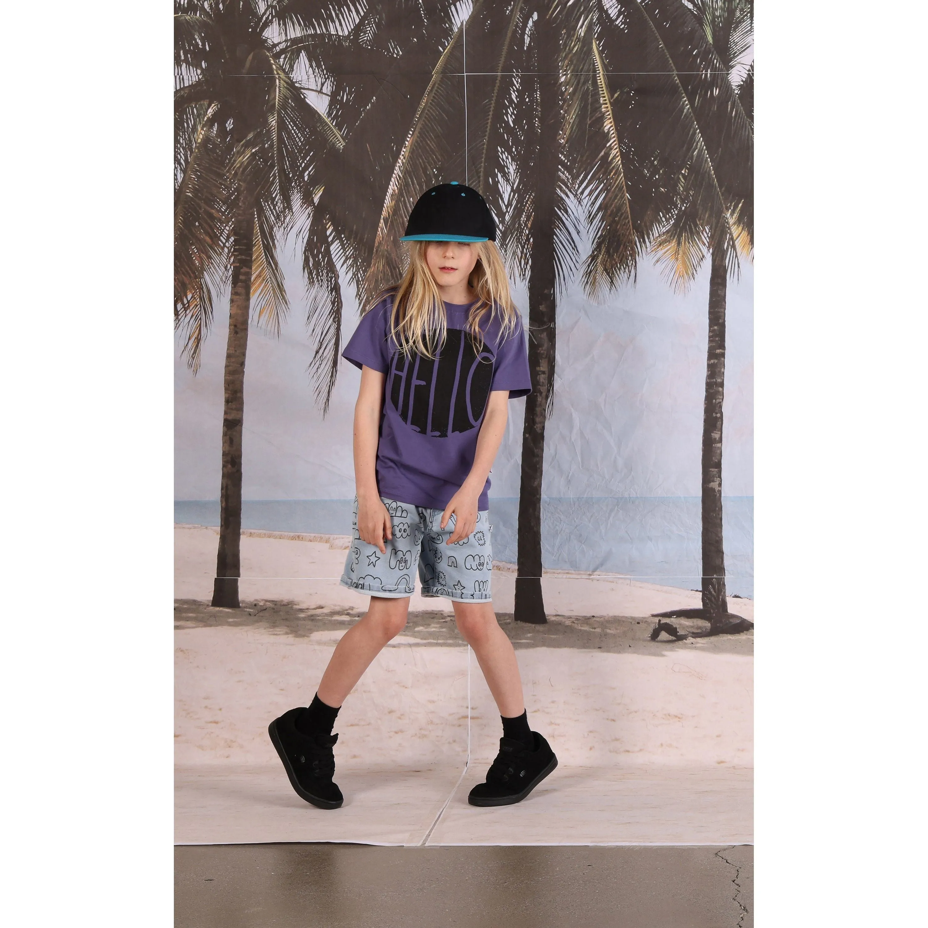 Hello Stamp Tee- Purple
