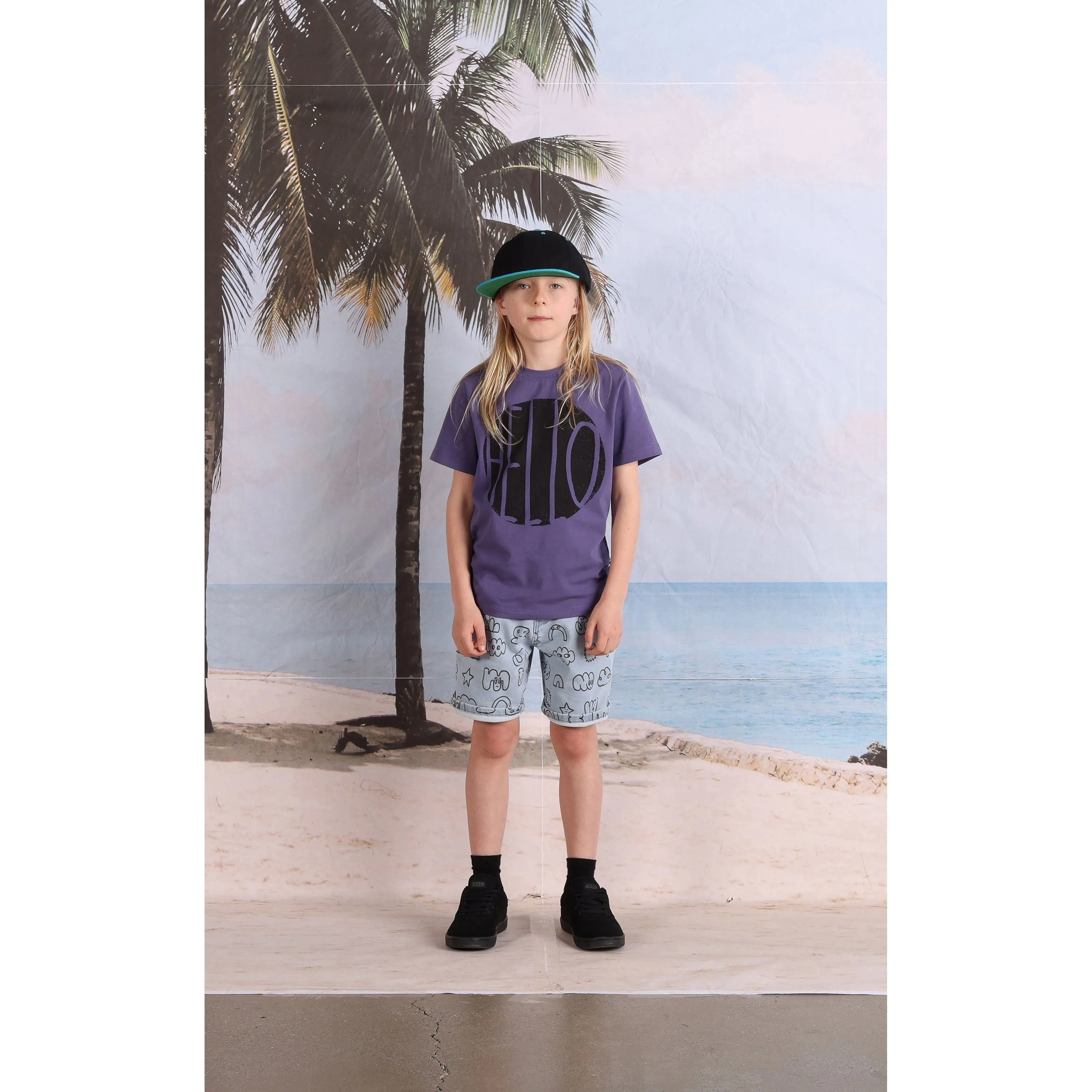 Hello Stamp Tee- Purple