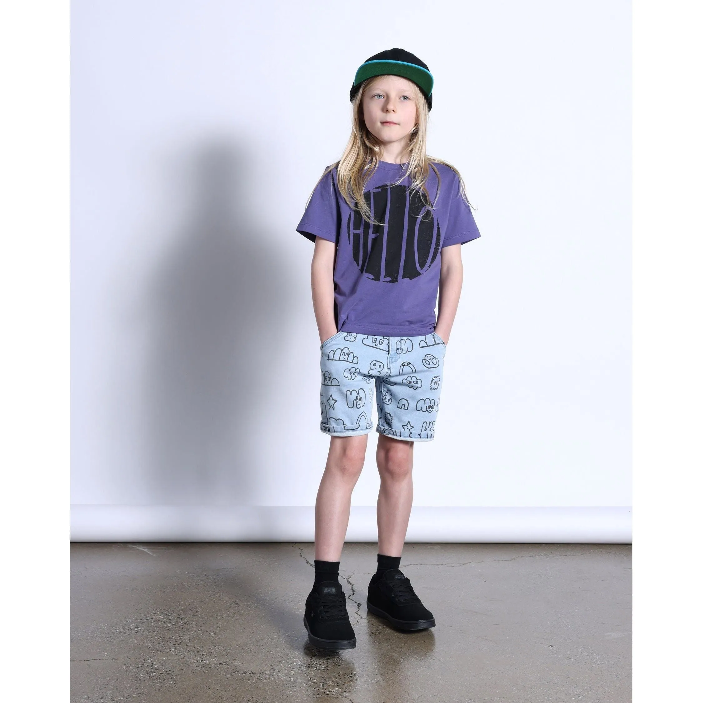 Hello Stamp Tee- Purple