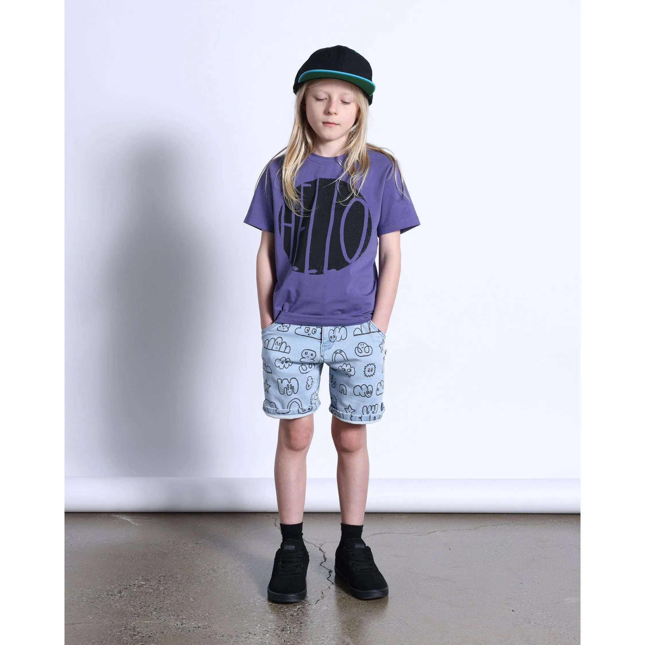 Hello Stamp Tee- Purple