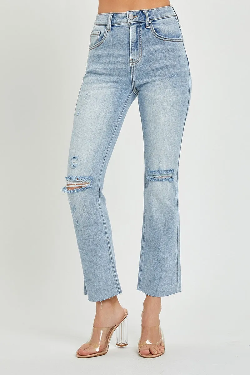 HIGH RISE VINTAGE WASHED STRAIGHT LEG JEANS