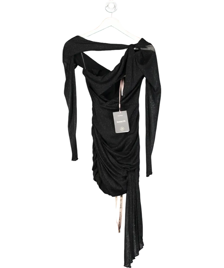 House of CB Black Santa Cut-out Shimmery Mesh Mini Dress UK XS