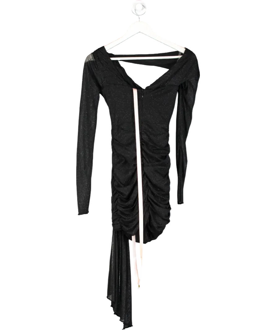 House of CB Black Santa Cut-out Shimmery Mesh Mini Dress UK XS
