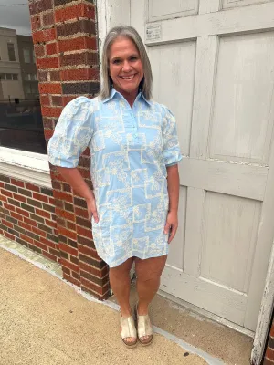 In Harmony Floral Dress: Light Blue