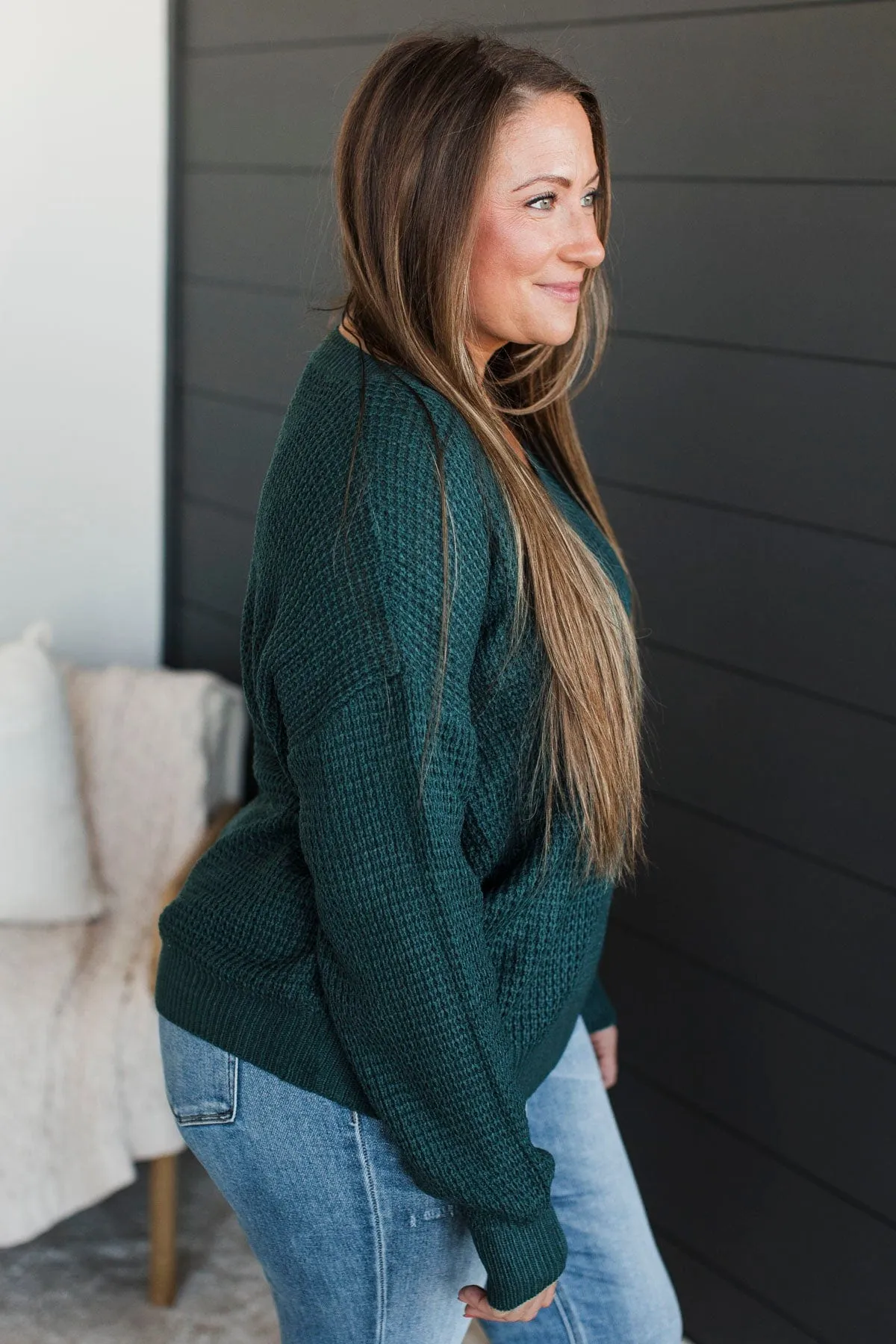Inspiring Love V-Neck Sweater- Dark Teal