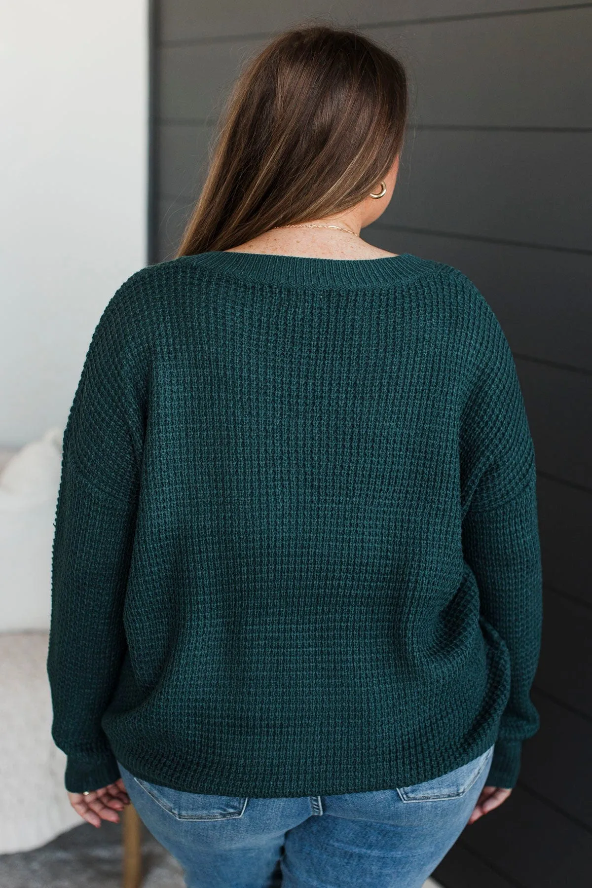 Inspiring Love V-Neck Sweater- Dark Teal