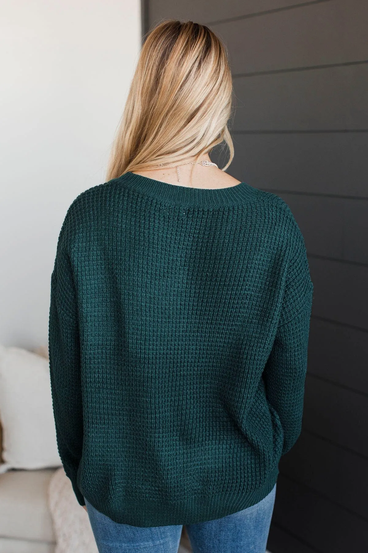 Inspiring Love V-Neck Sweater- Dark Teal