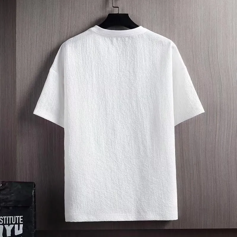 INSTOCK-Linen short-sleeved T-shirt men's summer new half-sleeved