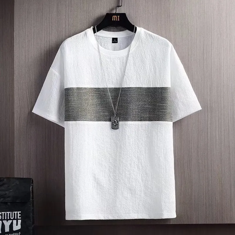 INSTOCK-Linen short-sleeved T-shirt men's summer new half-sleeved