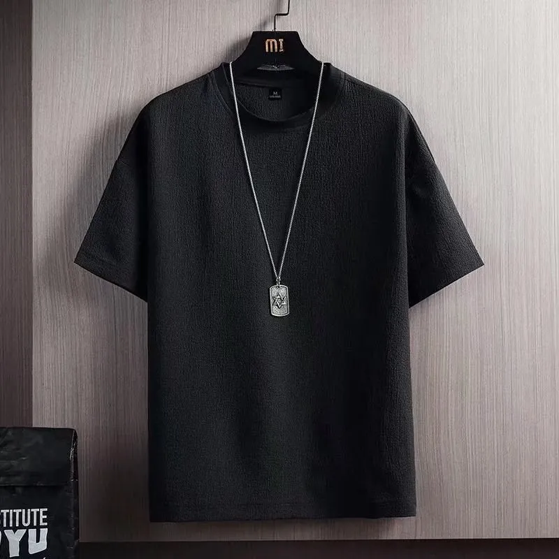 INSTOCK-Linen short-sleeved T-shirt men's summer new half-sleeved