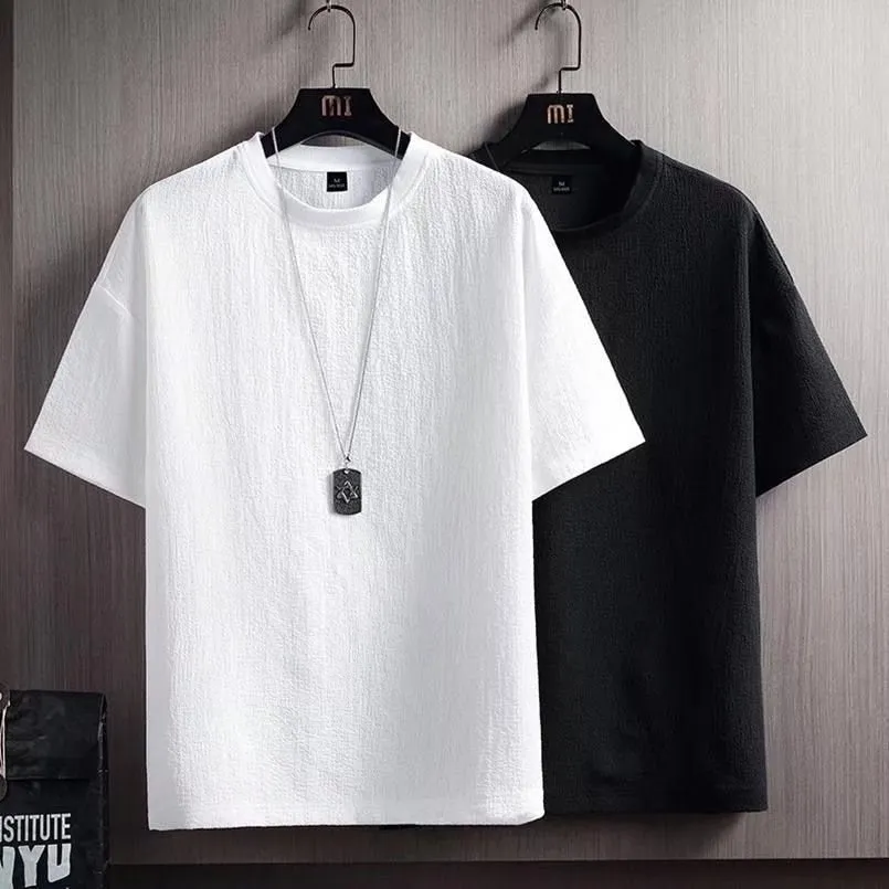 INSTOCK-Linen short-sleeved T-shirt men's summer new half-sleeved