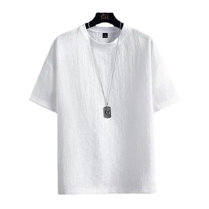 INSTOCK-Linen short-sleeved T-shirt men's summer new half-sleeved