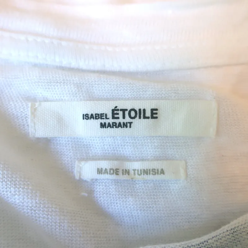 Isabel Marant Etoile Zewel Metallic Logo T-Shirt White Linen Size Large