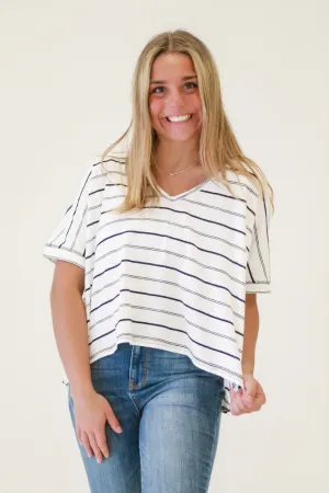 Isabella Shoulder V Neck Knit in White