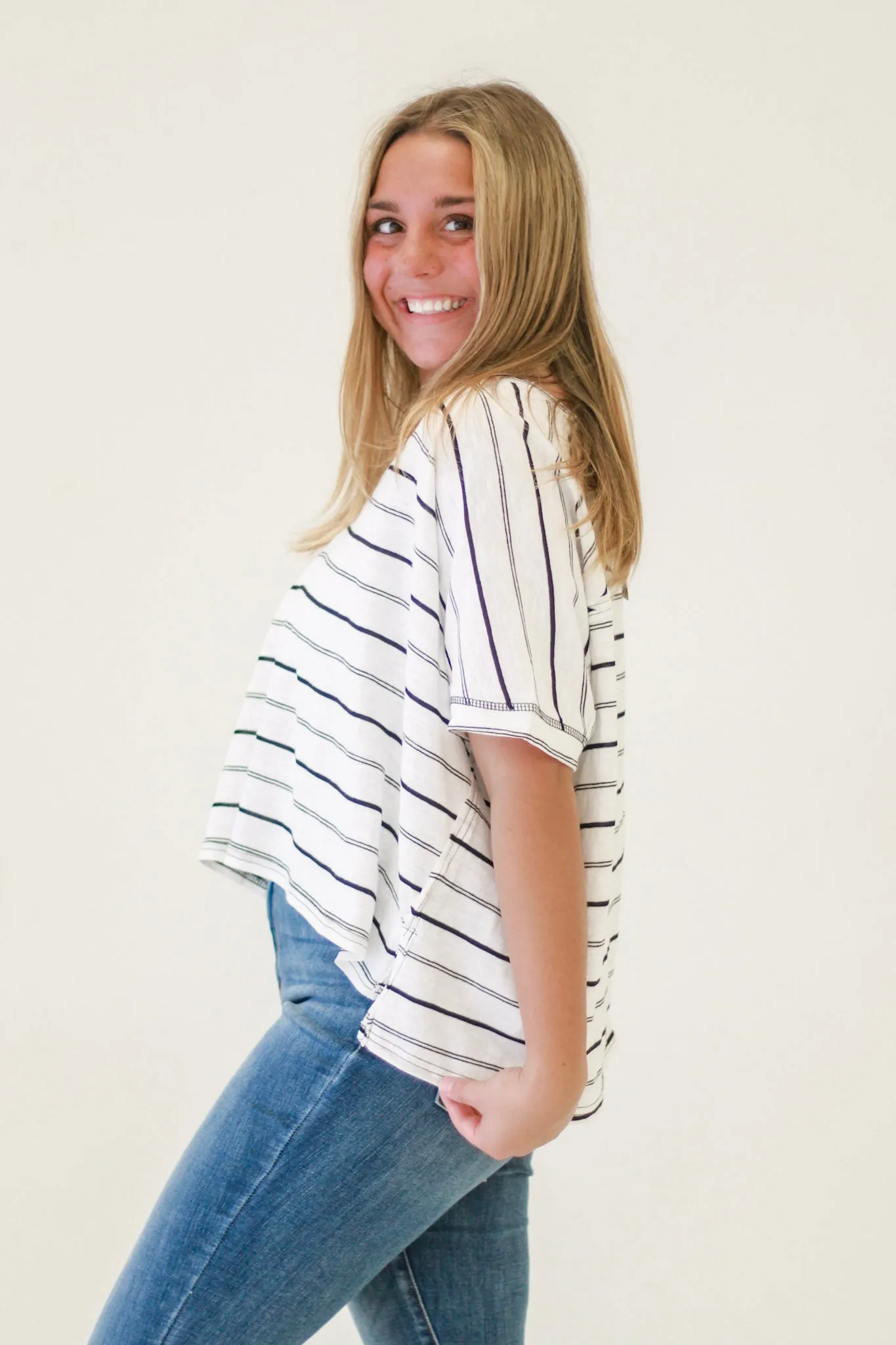 Isabella Shoulder V Neck Knit in White