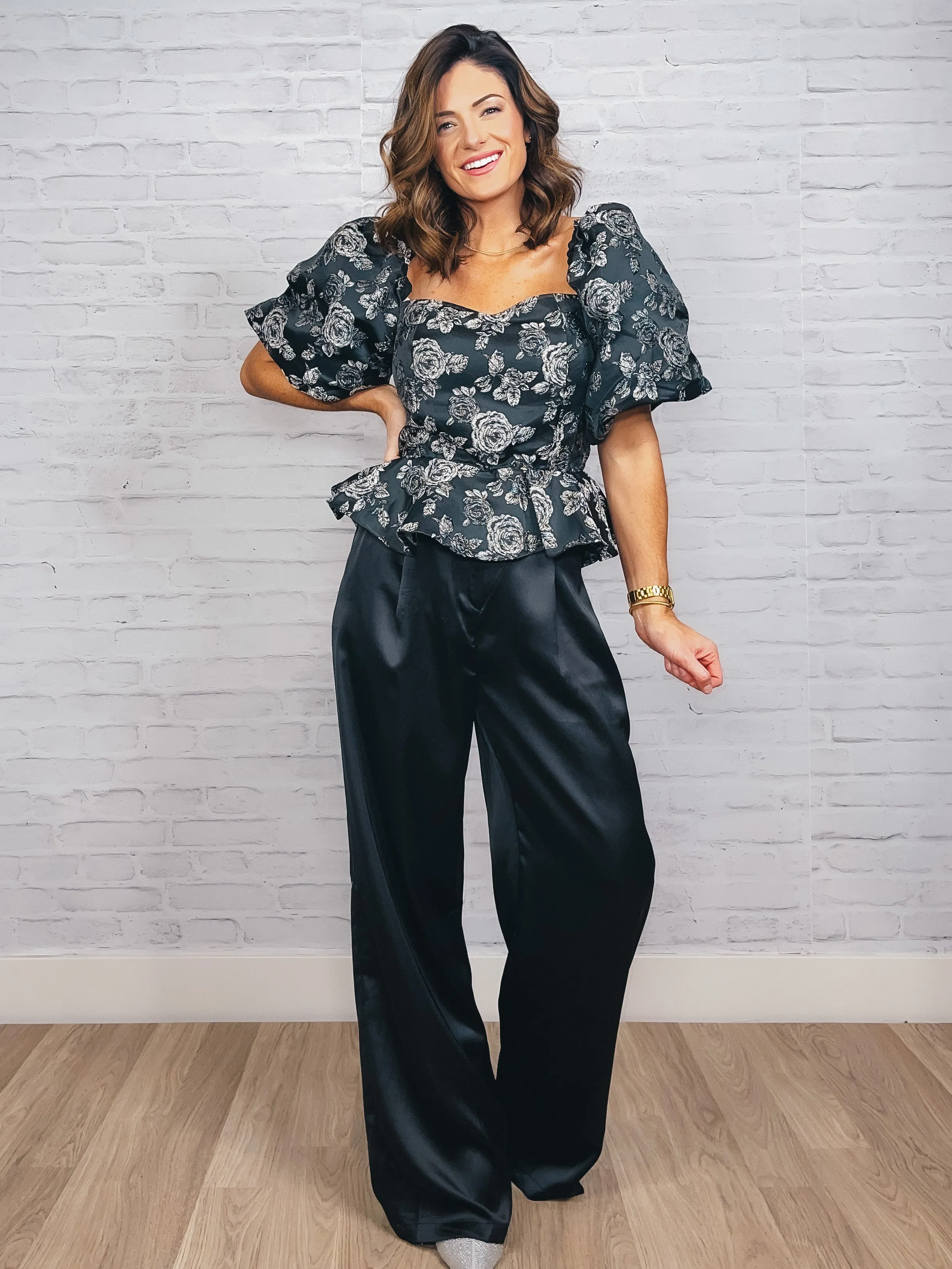 Jacquard Peplum [Black]