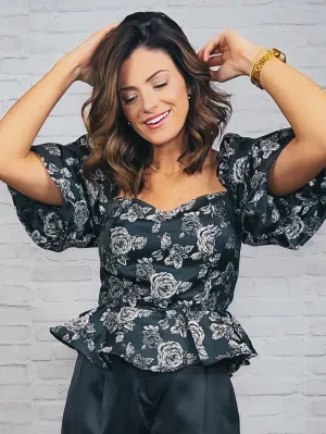 Jacquard Peplum [Black]