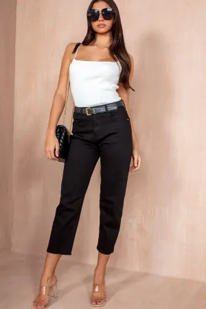 Jenna Black Ankle Grazer Mom Jeans