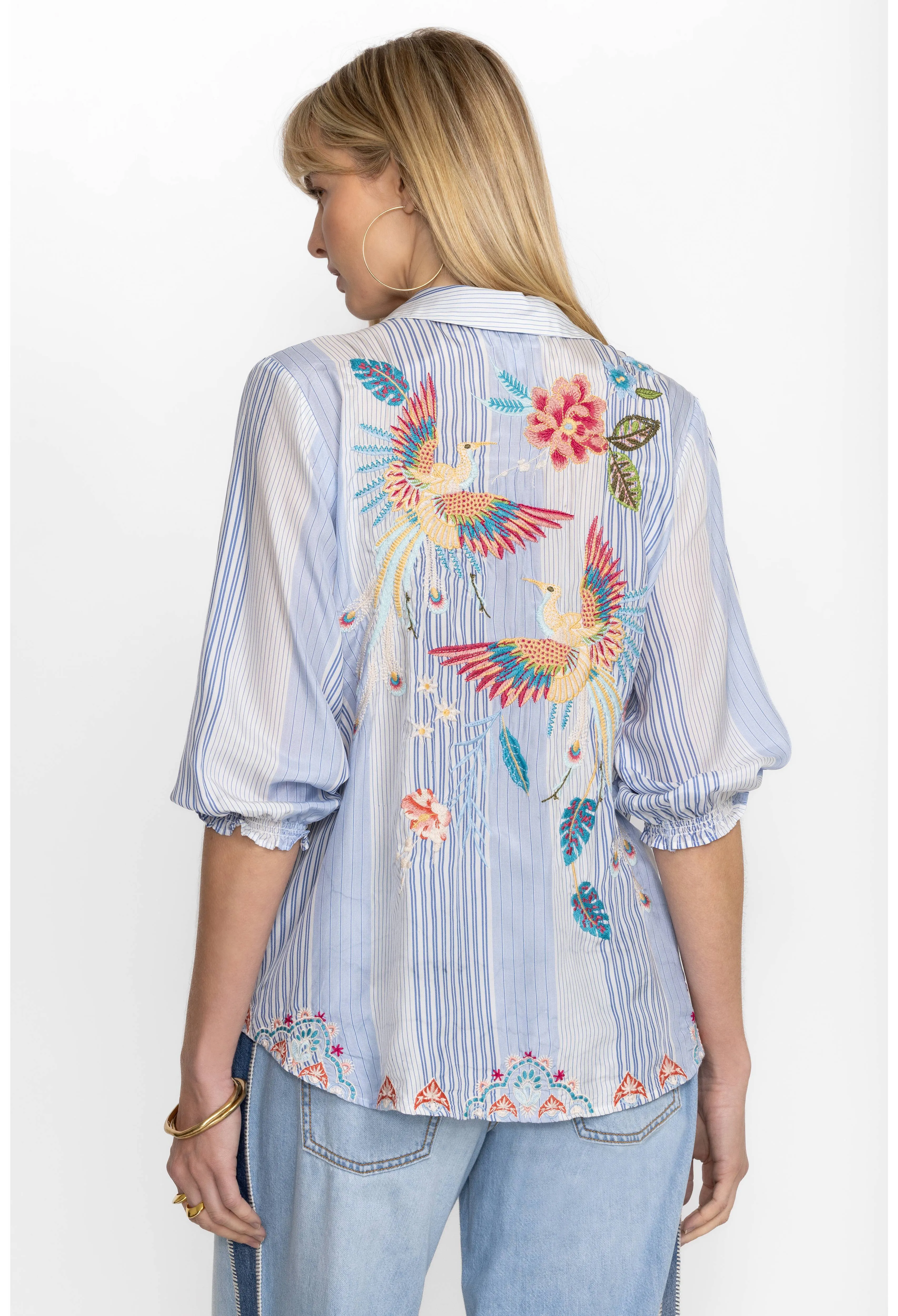 Johnny Was Emika Relaxed Smocked Shirt