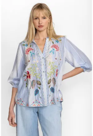 Johnny Was Emika Relaxed Smocked Shirt