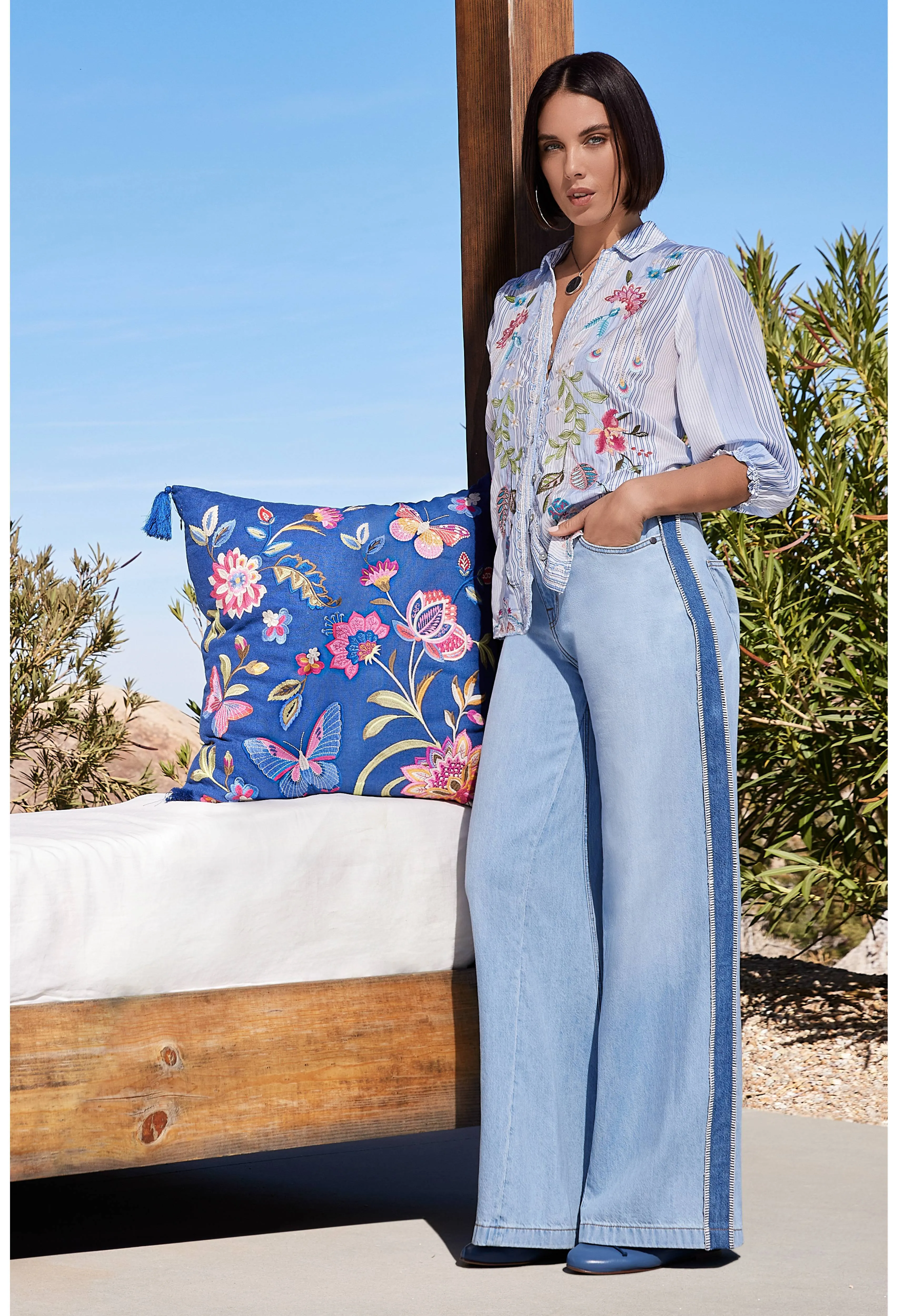 Johnny Was Emika Relaxed Smocked Shirt