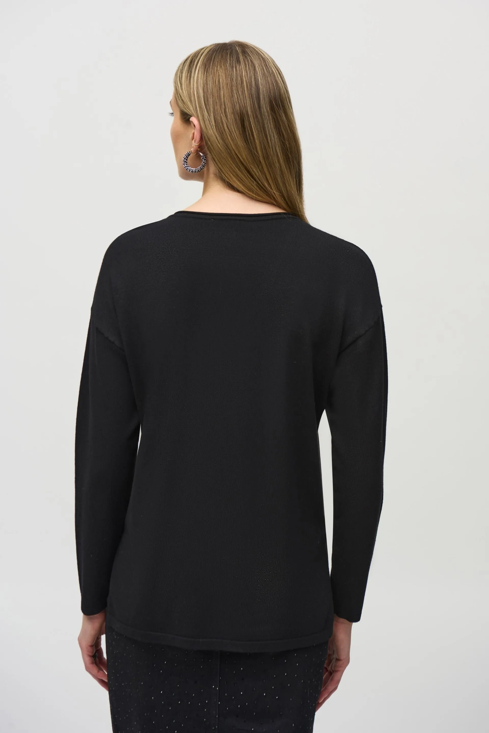 Joseph Ribkoff Embellished V-Neck Pullover Sweater Top 244923