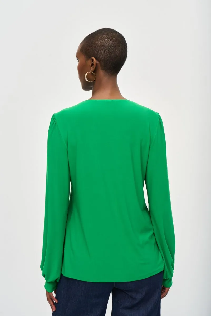 Joseph Ribkoff V-Neck Puff Sleeve Flared Top 243185