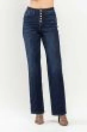 Judy Blue High Waist Button-Fly Straight Leg Jeans