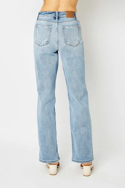 Judy Blue High Waisted Light Wash Straight Leg