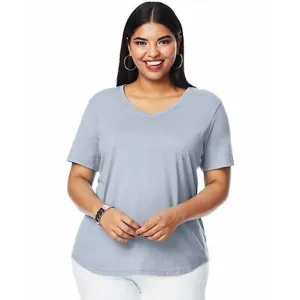 Just My Size Women's Plus-Size Short Sleeve V-Neck Tee