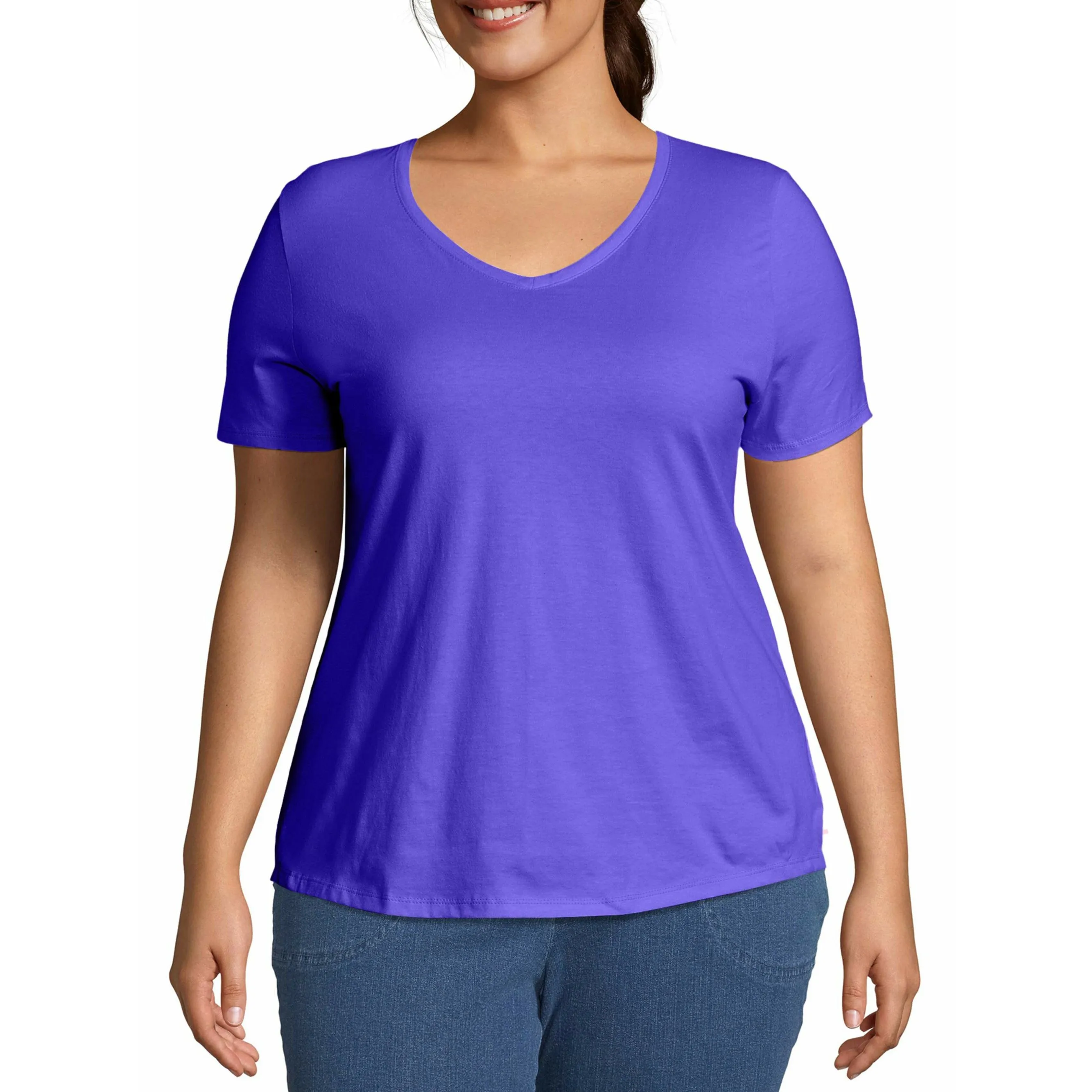 Just My Size Women's Plus-Size Short Sleeve V-Neck Tee