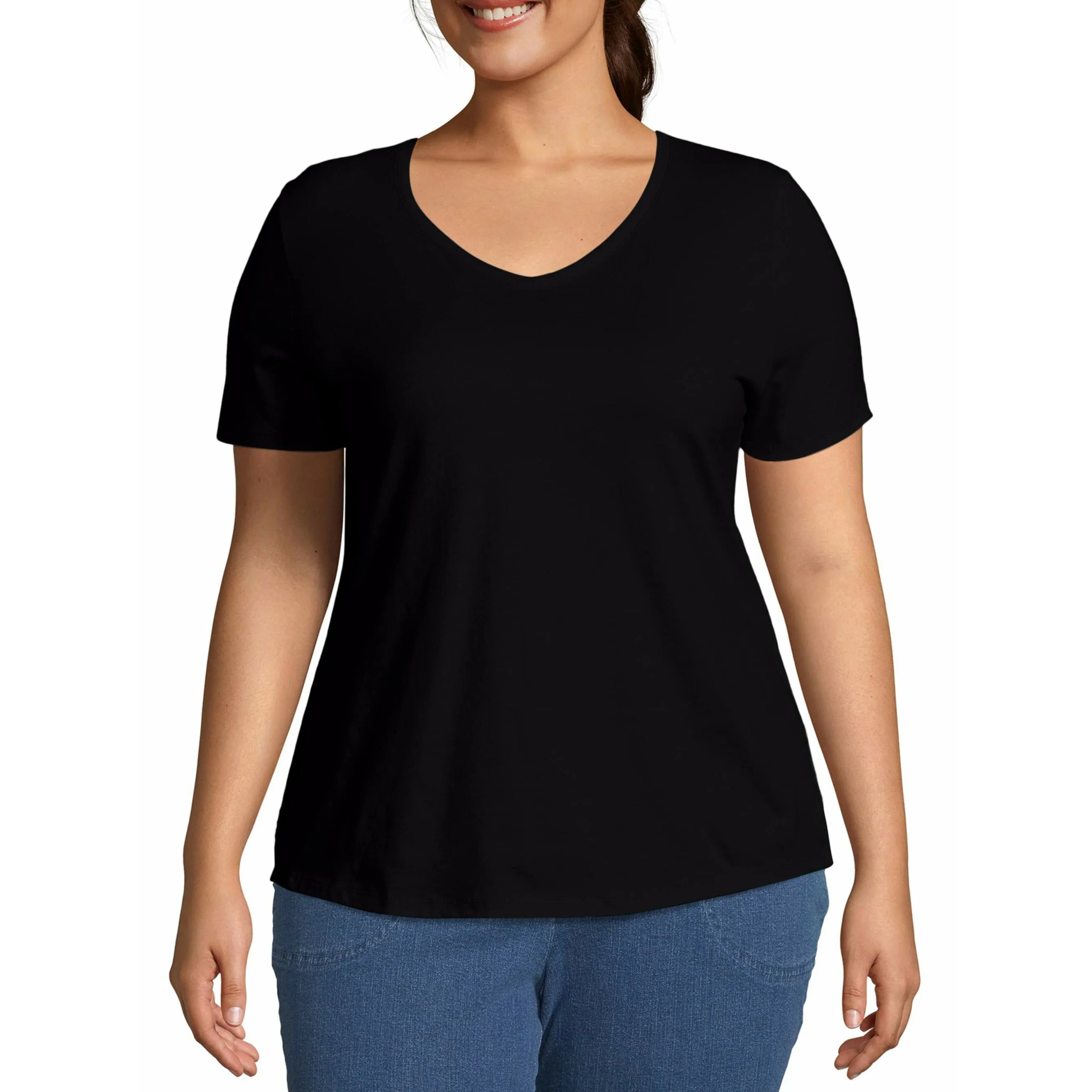 Just My Size Women's Plus-Size Short Sleeve V-Neck Tee