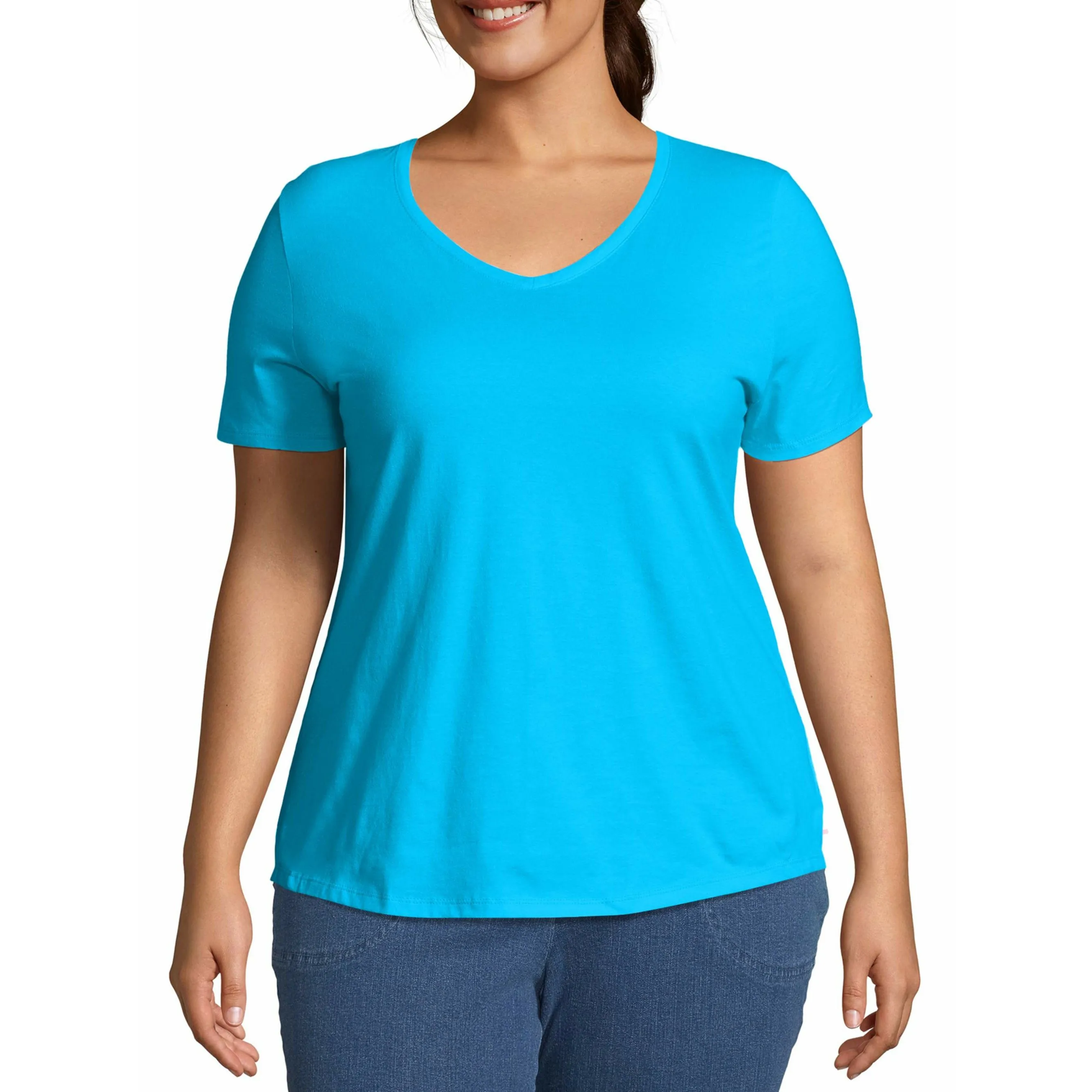 Just My Size Women's Plus-Size Short Sleeve V-Neck Tee