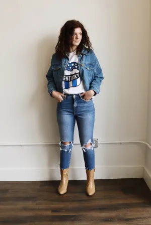 KanCan Distressed Mom Jeans - Medium Wash